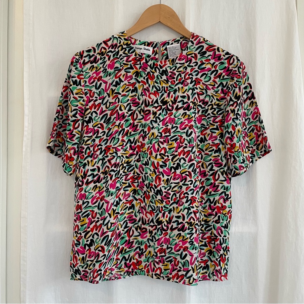 Vibrant Multicolor Women's Blouse, short sleeve